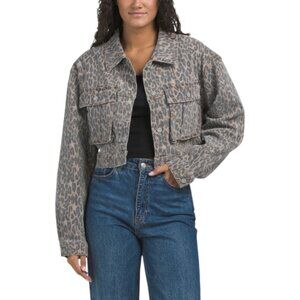 HIDDEN Cheetah Cropped Cargo Jacket